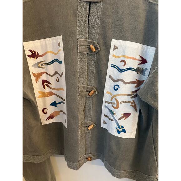 Wild Archer Vintage Women Sz 1 Green Cardigan Jacket Aztec Southwest Mosaic Boho - Picture 5 of 9